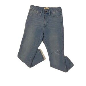 Madewell Womens Roadtripper Jegging Jeans Sz P27 Blue Mid Rise Distressed Jeans